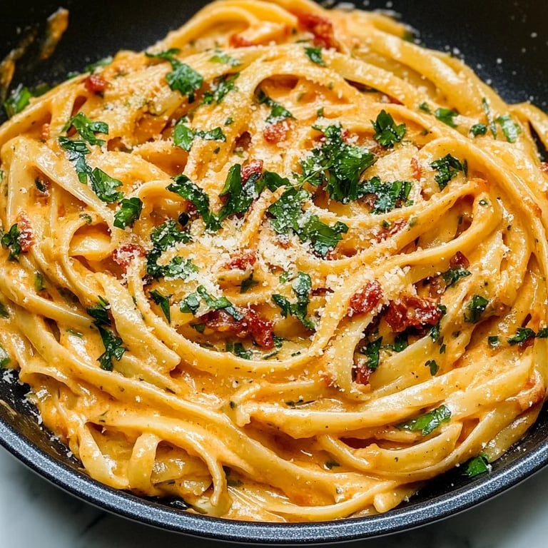 Cremige Sonnengetrocknete Tomaten Vegane Pasta