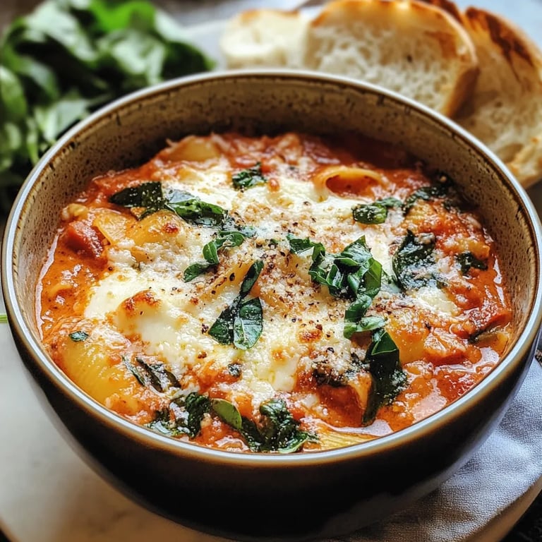 Creamy Lasagna Soup with Bread