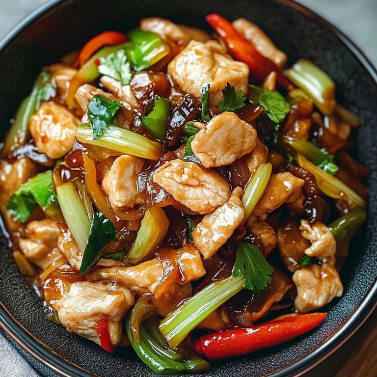 Chinesische Hähnchenpfanne mit Spitzkohl und Zwiebel