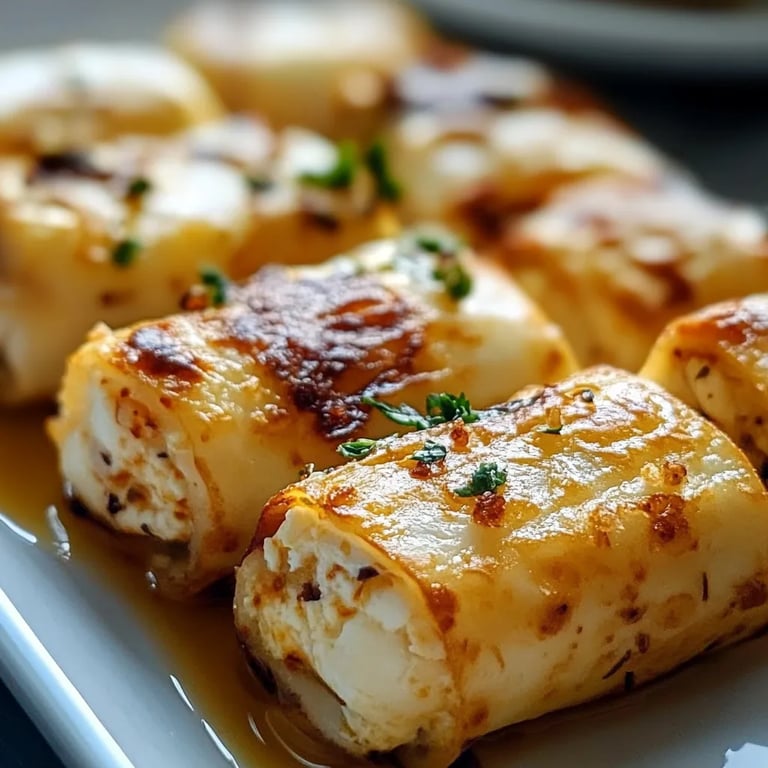 Ofen-frittierte Feta-Rollen mit Chili-Honig