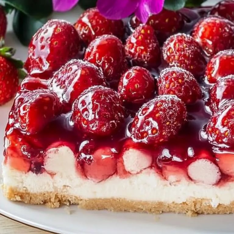 Erdbeerkuchen vom Blech mit Pudding