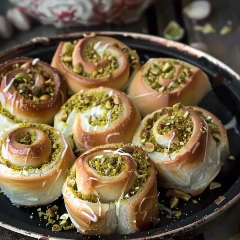 Pistachio Rolls with Cream Cheese Frosting