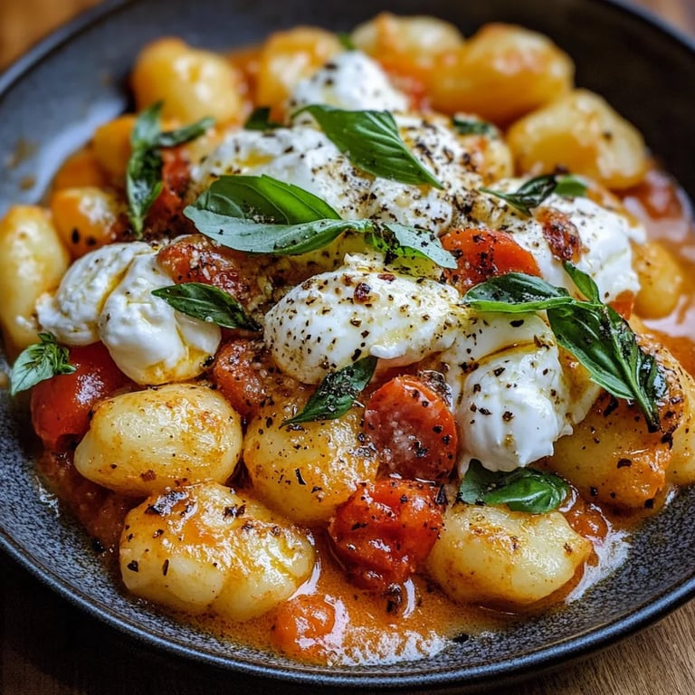 Cremige Tomaten-Gnocchi mit Burrata