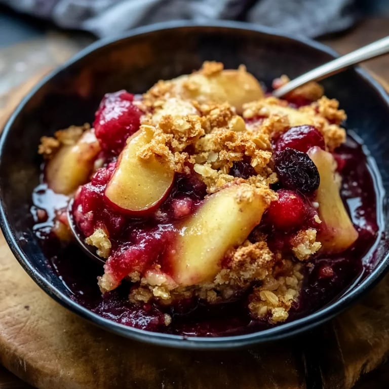 Apfel-Brombeer-Crumble