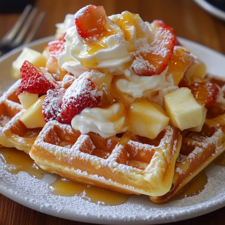 Apfel-Zimt-Waffeln mit Vanillesauce