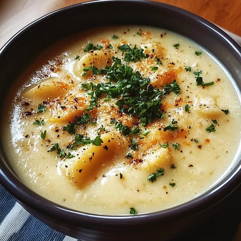 Creamy Cheddar Garlic Herb Potato Soup