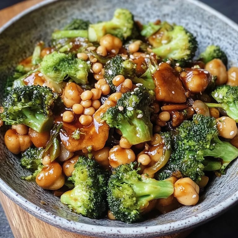 Knoblauch-Brokkoli-Pfanne mit Kichererbsen
