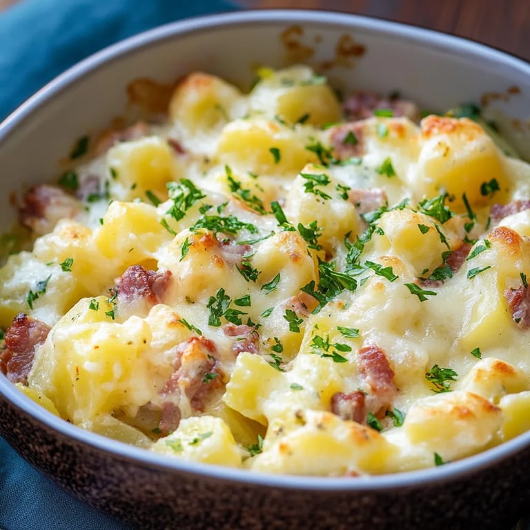 Auflauf mit Kartoffeln, Kohlrabi und Hackfleisch