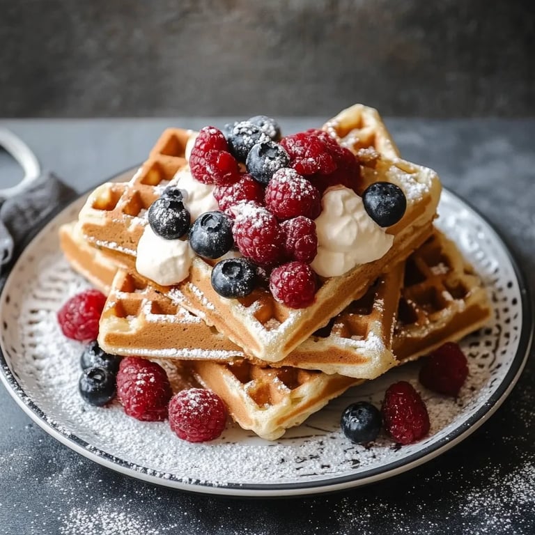 Brüsseler Waffeln mit Beeren und Sahne