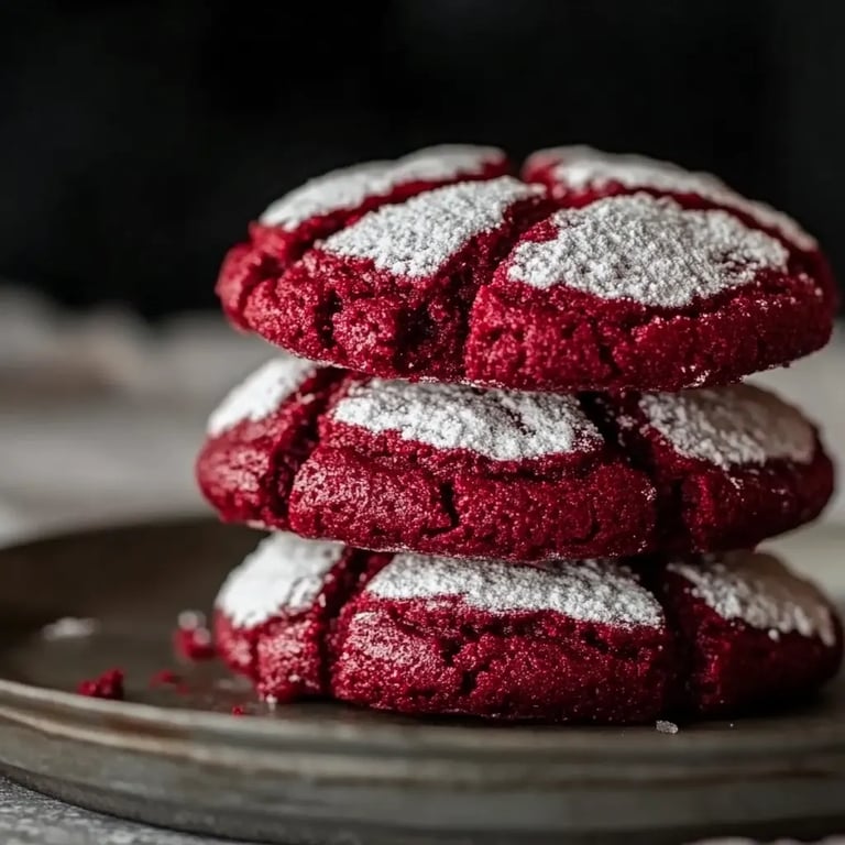 Fudgy Red Velvet Crinkle Cookies