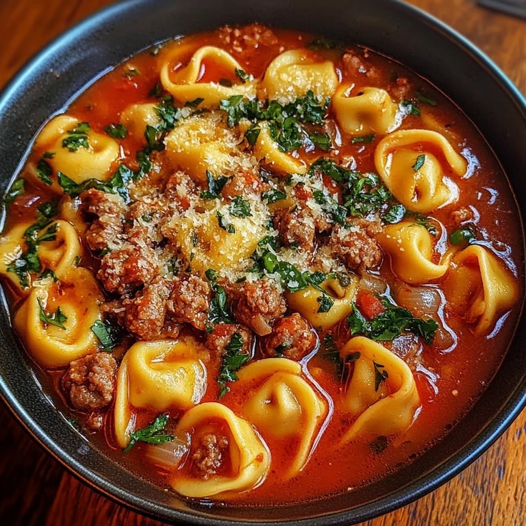 Spicy Sausage & Tortellini Soup