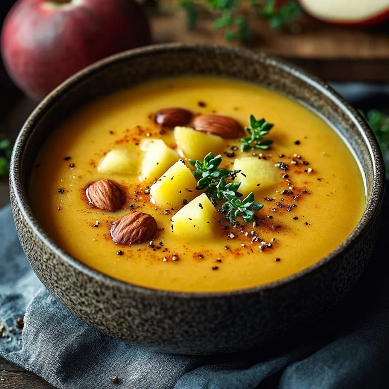 Winterliche Maronen-Suppe mit Apfel und Thymian