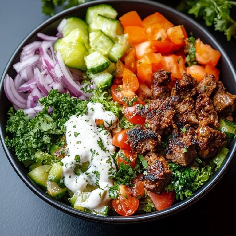 Kebab-Bowl mit hohem Eiweißgehalt