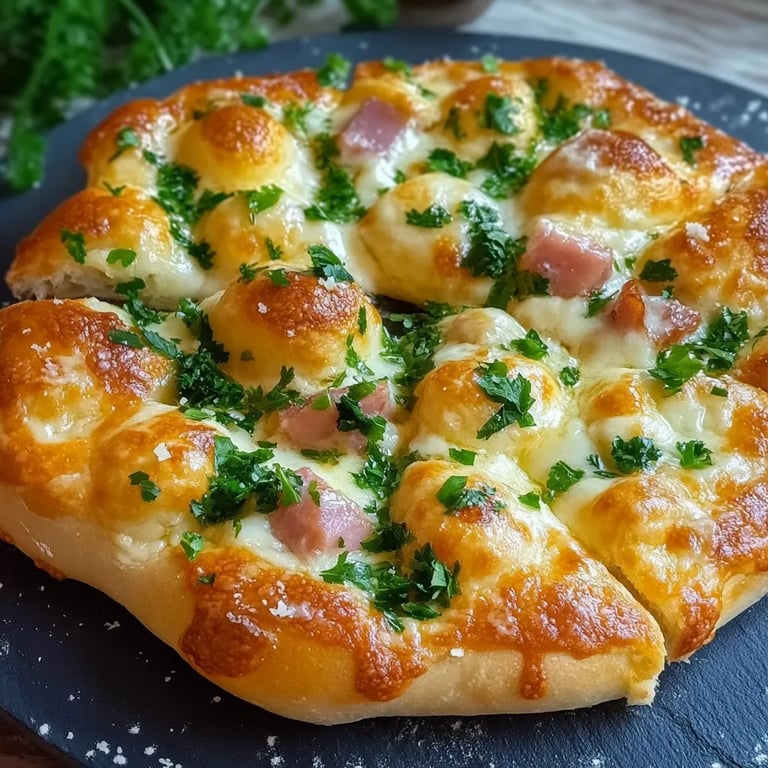 Tannenbaum mit Knoblauch und Mozzarella aus Pizzateig