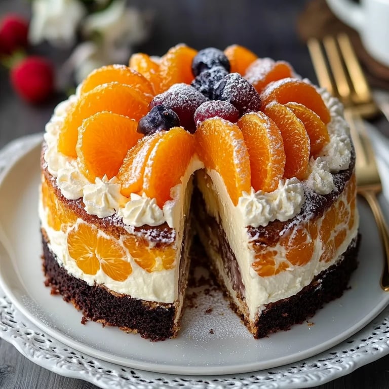 Kokosmakronen-Torte mit Mandarinen