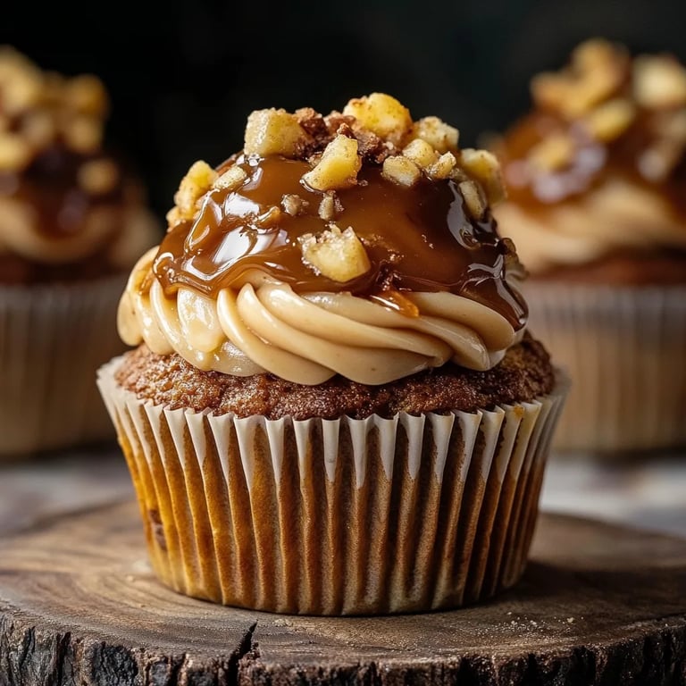 Apfel-Crunch-Cupcakes mit Karamellsoße
