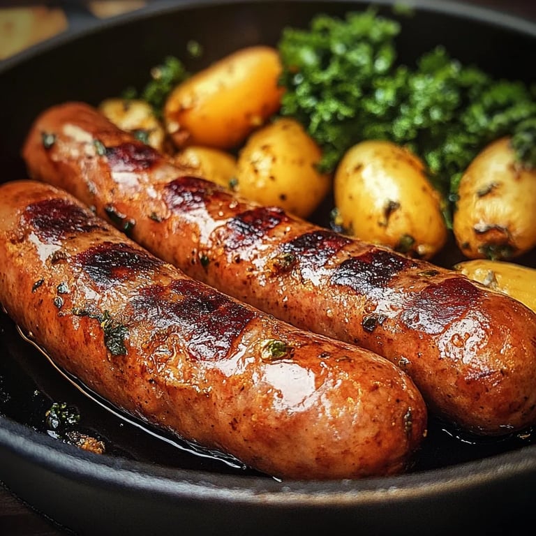 Smoky Pinkelwurst mit Grünkohl & Kartoffeln