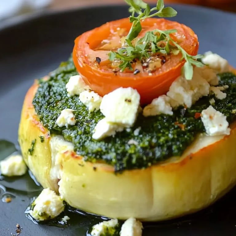 Gefüllter Kürbis mit Spinat, Feta und Reis