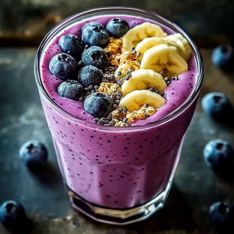 Bananen-Blaubeer-Erdnussbutter-Smoothie