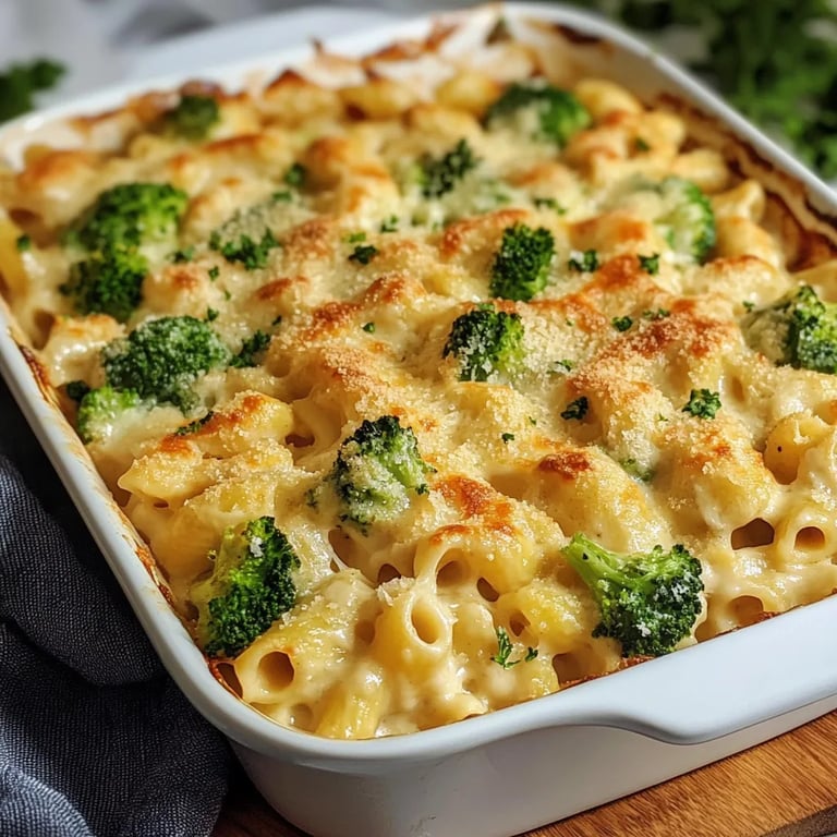 Hähnchen-Nudelauflauf mit Brokkoli