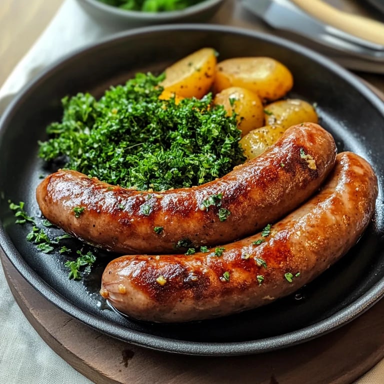 Smoky Pinkelwurst mit Grünkohl & Kartoffeln