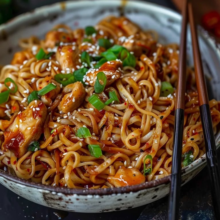 Sticky Garlic Chicken Noodles