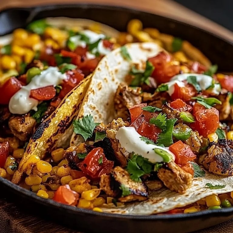 Cremige Taco-Pfanne mit Hähnchen und Reis