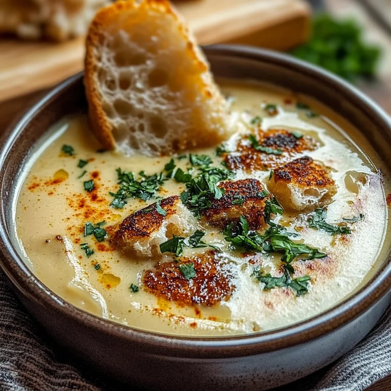 Cremige toskanische weiße Bohnensuppe
