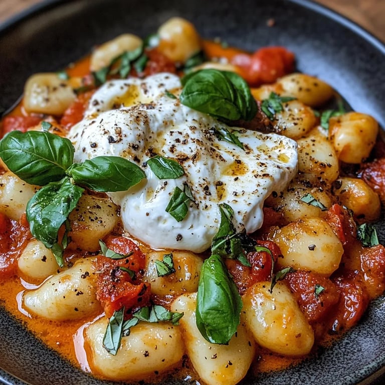 Cremige Tomaten-Gnocchi mit Burrata