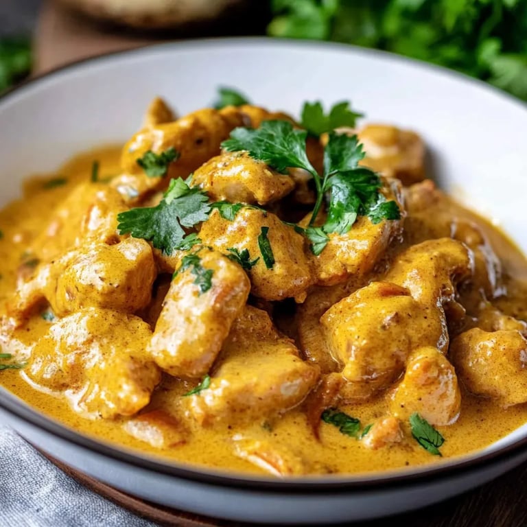 Curry-Geschnetzeltes mit Reis