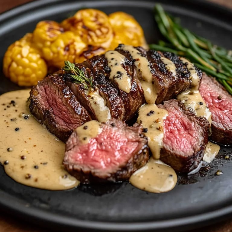 Steak au poivre französisches Pfeffersteak
