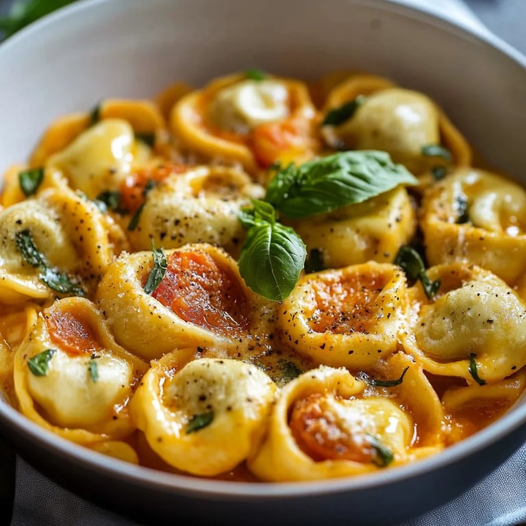 Tortellini-Auflauf mit Tomaten und Mozzarella