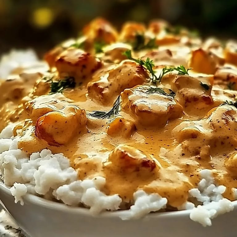 Cremiges Huhn mit Reis