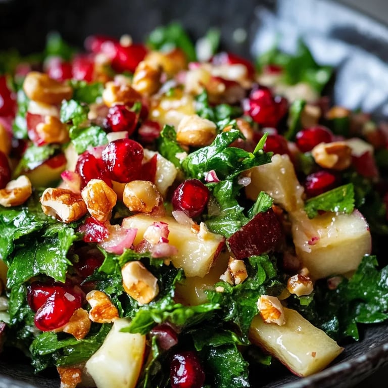 Grünkohlsalat mit Granatapfel und gerösteten Walnusskernen