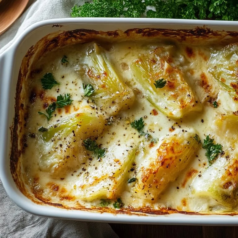 Chinakohl-Gratin mit Sahnesauce