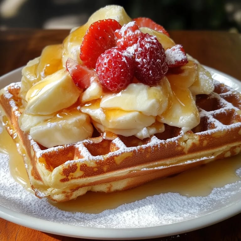 Apfel-Zimt-Waffeln mit Vanillesauce