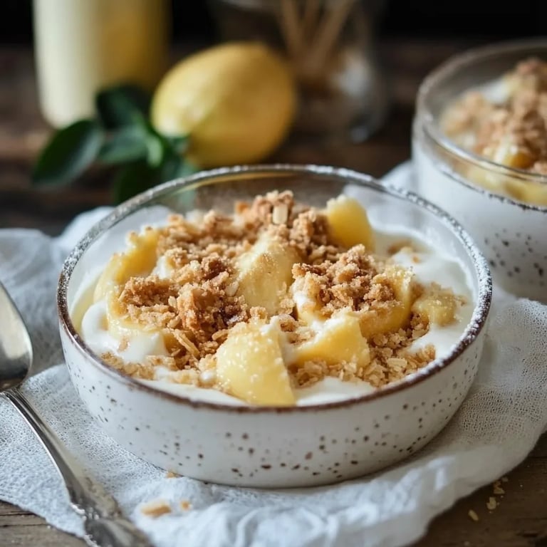 Bratapfel Crumble auf Zimtcreme
