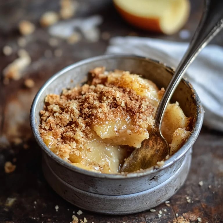 Bratapfel Apfel Crumble mit Vanilleeis