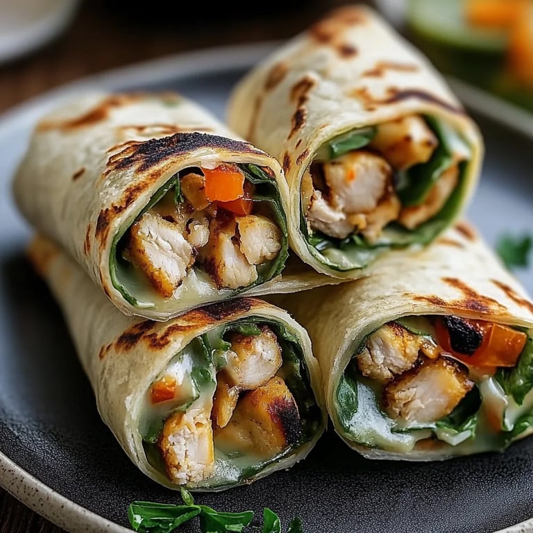Käsige Knoblauch-Hähnchen-Wraps
