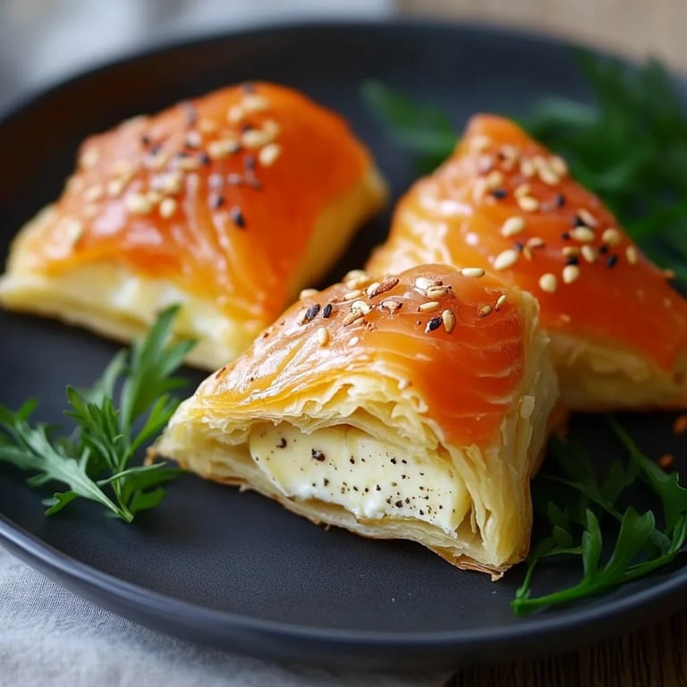 Blätterteigsterne gefüllt mit Lachs und Frischkäse