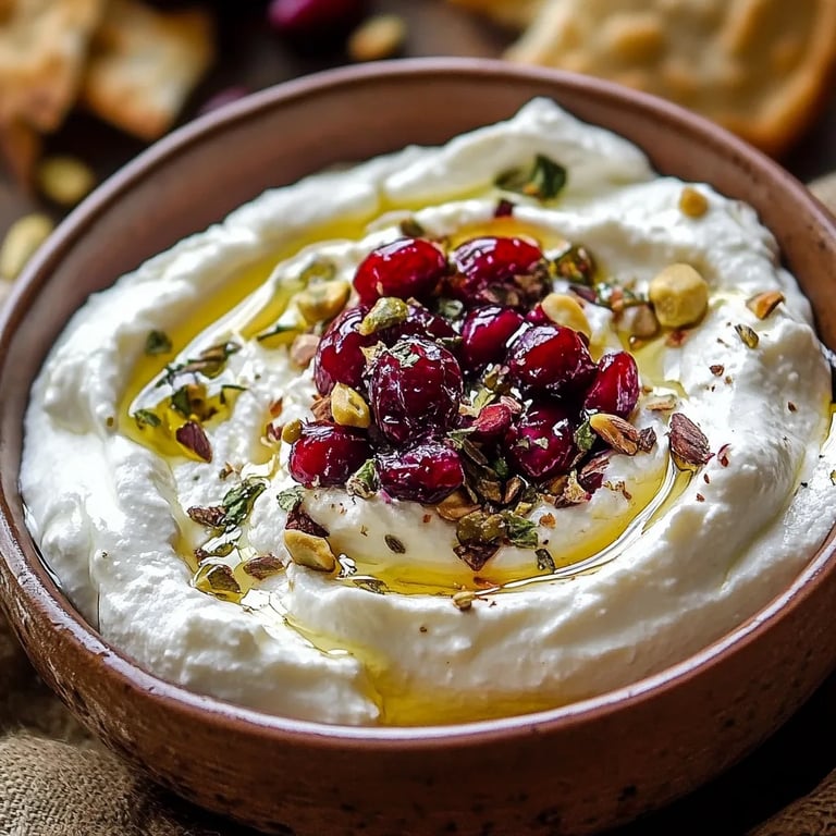 Whipped Feta Dip with Honey, Pistachios, and Cranberries