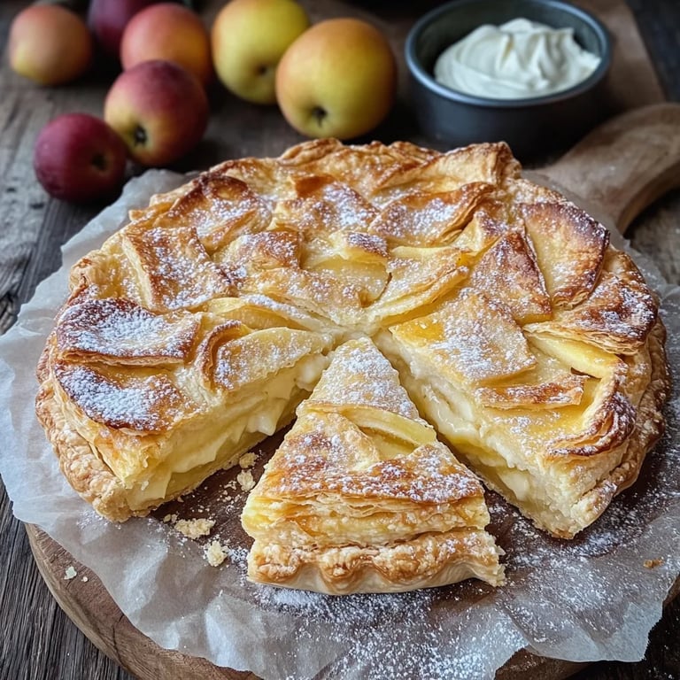 Blätterteigtarte mit Vanillecreme und Apfel