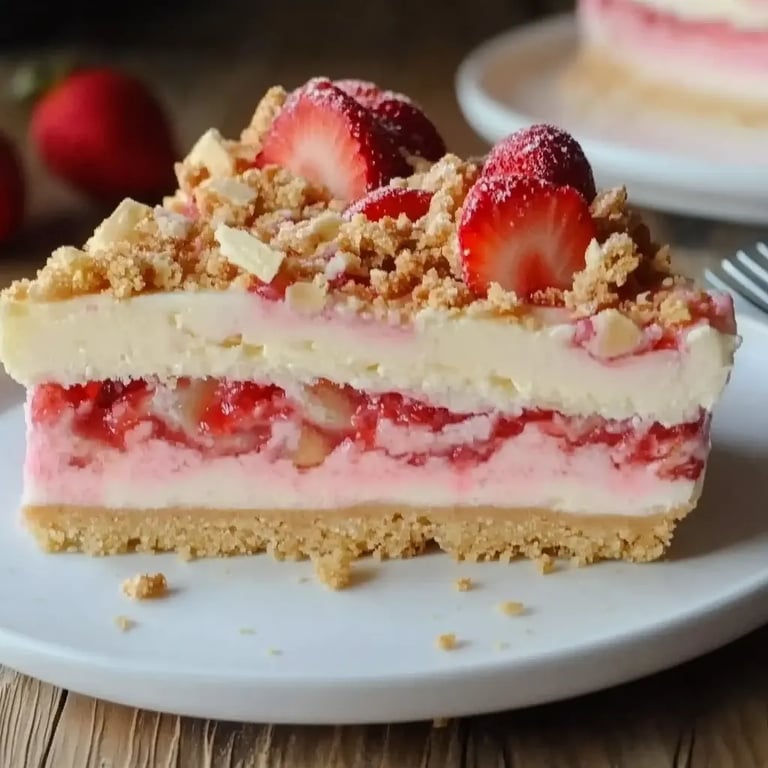 No Bake Erdbeer-Käsekuchen mit Crunch