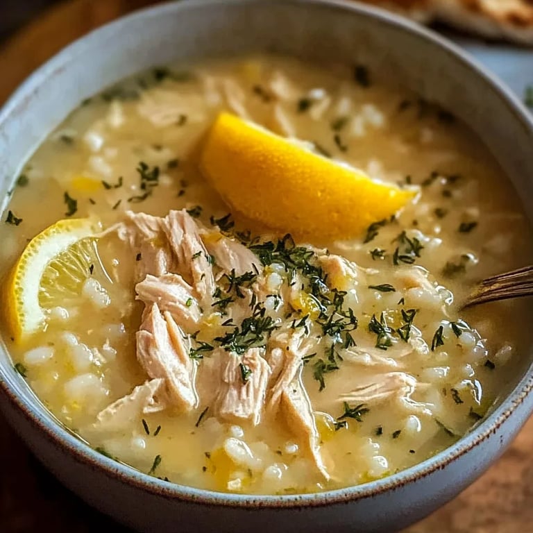 Mediterrane Zitronenhühnchensuppe: Eine cremige, wohltuende Schüssel Sonnenschein