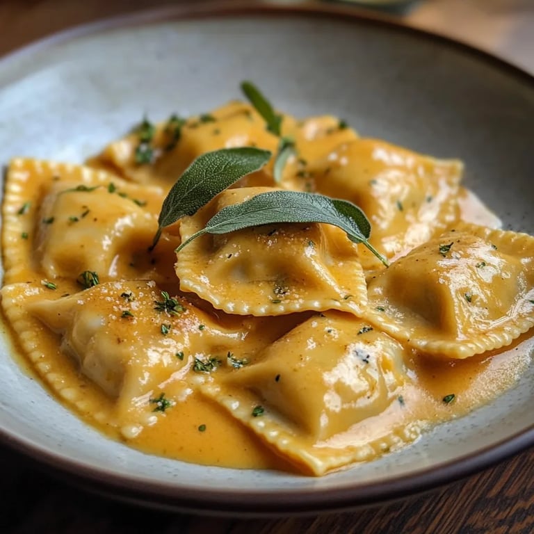 Pumpkin Ravioli w/ Brown Butter Sage