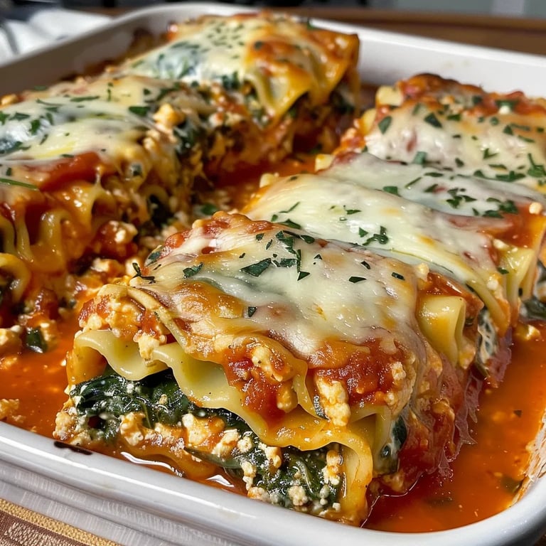Easy Spinach Lasagna Roll-ups
