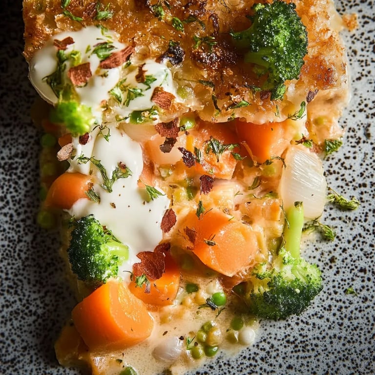 Blumenkohl-Brokkoli-Auflauf mit veganem Hack