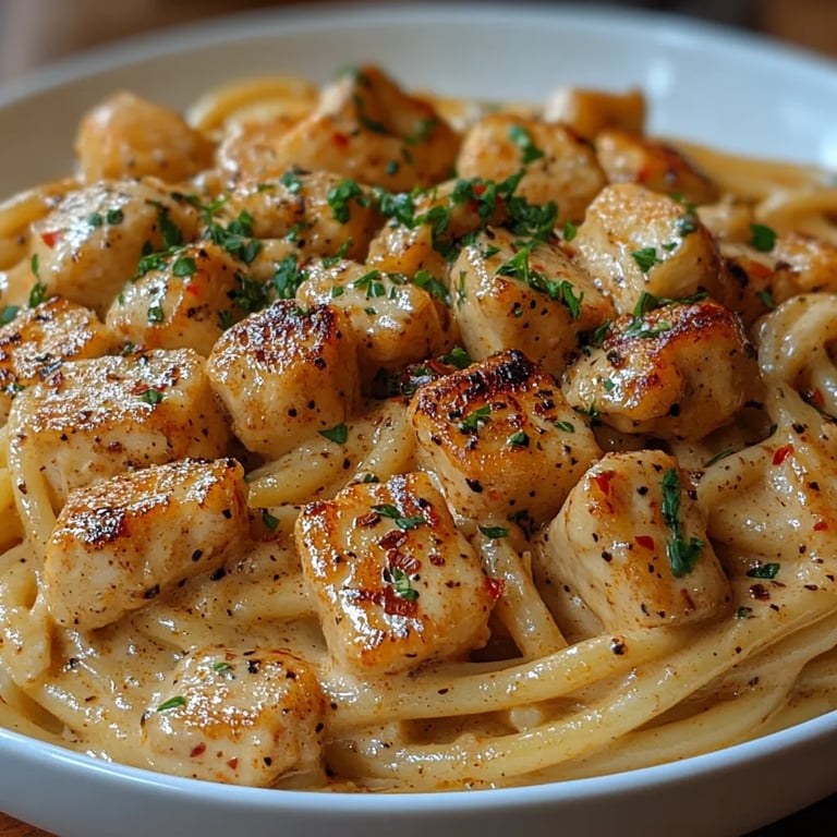 Pasta de Pollo Cajún con Crema de Anacardos: Una Increíble Receta Última