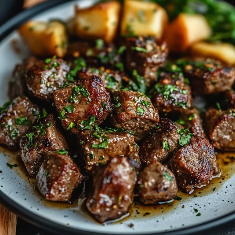 High Protein Slow Cooker Garlic Butter Beef Bites