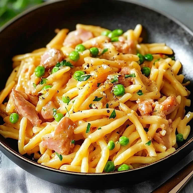 Nudeln in Schinken-Sahne-Soße